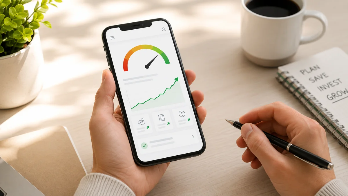 Checking credit score on smartphone
