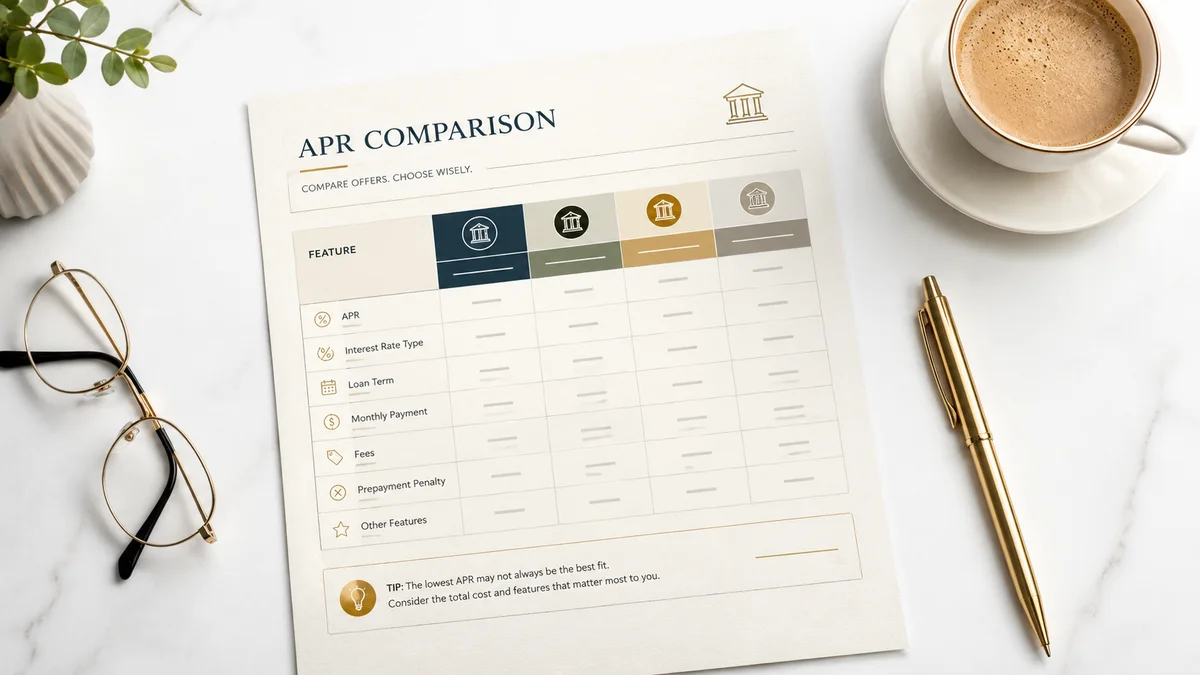 APR comparison document for personal loan rates